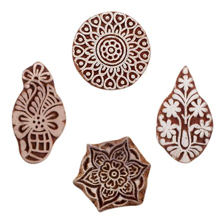 Set of 4 Piece New Mix Wooden Printing Blocks